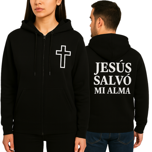 Chaqueta con capucha “Jesús salvó mi alma”